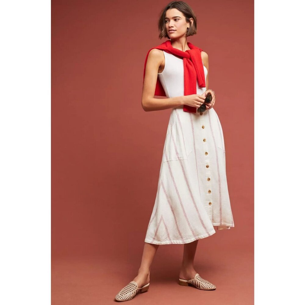 Anthropologie From the Heart of Building 18 Walsh Collared Buttondown Smocked‎ 8